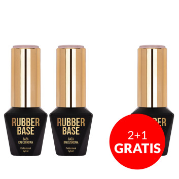 2+1gratis Baza kauczukowa do lakierów hybrydowych Rubber Base Molly Nails Babydoll 10g