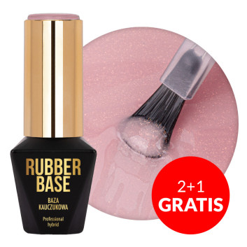 2+1gratis Baza kauczukowa do lakierów hybrydowych Rubber Base Molly Nails Endless Flame 10g