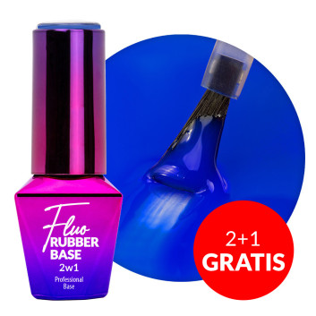 2+1gratis Baza kauczukowa z kolorem 2w1 neonowa do manicure i pedicure Fluo Rubber Base 2in1 MollyLac Bora Bora 10g Nr 4