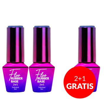 2+1gratis Baza kauczukowa z kolorem 2w1 neonowa do manicure i pedicure Fluo Rubber Base 2in1 MollyLac Bora Bora 10g Nr 4