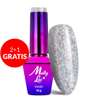 2+1gratis Lakier hybrydowy MollyLac Queens Of Life Stardust 10g Nr 31