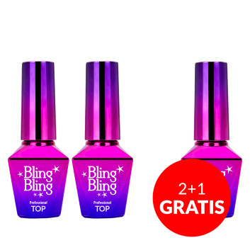 2+1gratis Top BlingBling MollyLac Bitter no wipe bez przemywania z drobinkami 10g