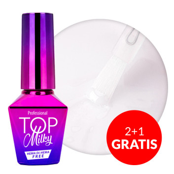 2+1gratis Top Milky MollyLac White mleczny no wipe bez przemywania HEMA/Di-HEMA Free 10 g