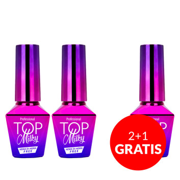 2+1gratis Top Milky MollyLac White mleczny no wipe bez przemywania HEMA/Di-HEMA Free 10 g