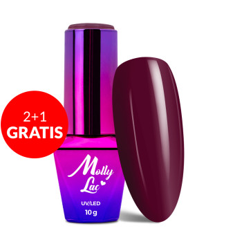 2+1gratis Lakier hybrydowy MollyLac Hearts & Kisses Red Wine 10g Nr 190