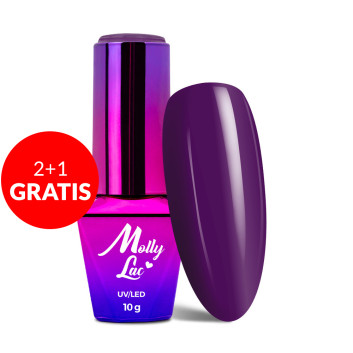 2+1gratis Lakier hybrydowy MollyLac Obsession Naughty Purple 10g Nr 213