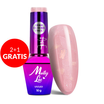 2+1gratis Lakier hybrydowy MollyLac Sparkling French Wedding party HEMA/Di-HEMA Free 10g Nr 701