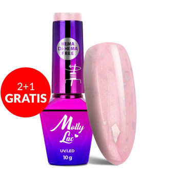 2+1gratis Lakier hybrydowy MollyLac Sparkling French Simple flash HEMA/Di-HEMA Free 10g Nr 707