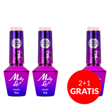 2+1gratis Lakier hybrydowy MollyLac Sparkling French Little shine HEMA/Di-HEMA Free 10g Nr 700