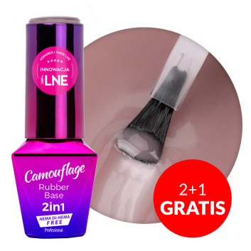 2+1gratis Baza kauczukowa Rubber Base 2w1 Camouflage MollyLac Brown Beige HEMA/Di-HEMA Free 10g Nr 2