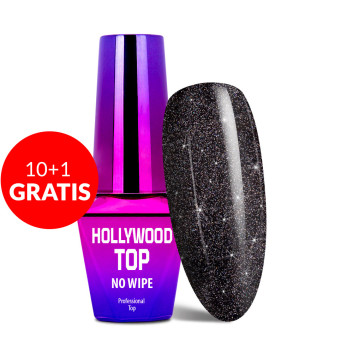 10+1gratis Top no wipe Hollywood MollyLac Star do lakierów hybrydowych z drobinkami bez przemywania 10g