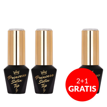 2+1gratis Top matowy no wipe z drobinkami Molly Nails Princess Satin Top Fire Nr 7 10g