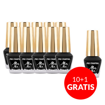 10+1gratis Lakier do stempli i stampingu Molly Nails PRO Stamping czarny black 10ml