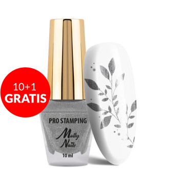 10+1gratis Lakier do stempli i stampingu Molly Nails PRO Stamping srebrny silver 10ml