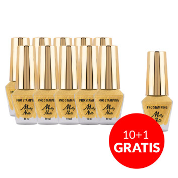 10+1gratis Lakier do stempli i stampingu Molly Nails PRO Stamping złoty gold 10ml