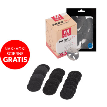 Zestaw dysk tarcza do pedicure Pododisk zestaw trzpień + nakładki tarcze wymienne M 20 mm + GRATIS Nakładki ścierne