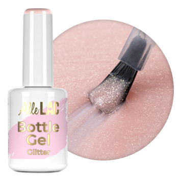 Żel do paznokci w butelce z pędzelkiem Bottle Gel Glitter AlleLac Nude Glimmer 15g