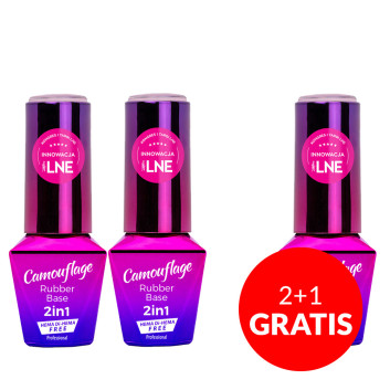 2+1gratis Baza kauczukowa Rubber Base 2w1 Camouflage MollyLac Baby girl HEMA/Di-HEMA Free 10g Nr 10