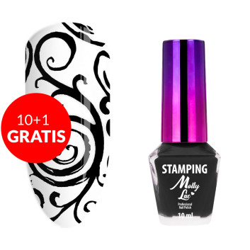 10+1gratis Lakier do stempli i stampingu MollyLac czarny 10ml Nr 2