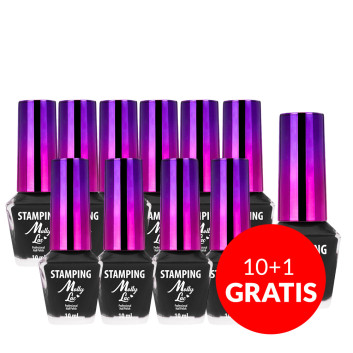 10+1gratis Lakier do stempli i stampingu MollyLac czarny 10ml Nr 2