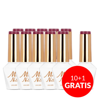 10+1gratis Lakier hybrydowy Molly Nails Hearts & Kisses Red Wine HEMA/Di-HEMA Free 8g Nr 190