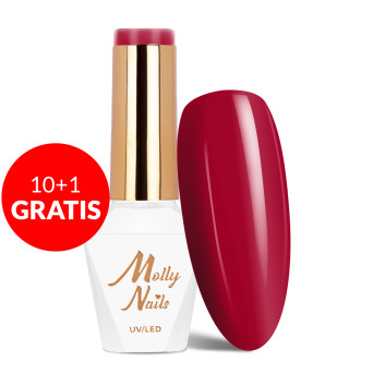 10+1gratis Lakier hybrydowy Molly Nails Hearts & Kisses Rowanberry Coral HEMA/Di-HEMA Free 8g Nr 194