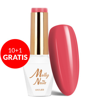 10+1gratis Lakier hybrydowy Molly Nails Hearts & Kisses Dark Raspberry HEMA/Di-HEMA Free 8g Nr 193