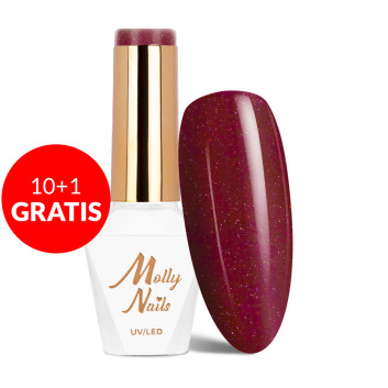 10+1gratis Lakier hybrydowy Molly Nails Hearts & Kisses A Kiss In Paris HEMA/Di-HEMA Free 8g Nr 191