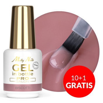 10+1gratis Żel do paznokci w butelce z pędzelkiem Gel in Bottle Molly Nails Pro Salon Biscotti HEMA/Di-HEMA Free 15g