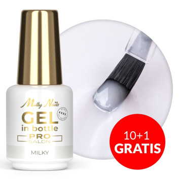 10+1gratis Żel budujący w butelce z pędzelkiem Gel in Bottle Molly Nails Pro Salon Milky HEMA/Di-HEMA Free 15g