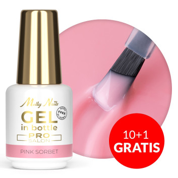 10+1gratis Żel do paznokci w butelce z pędzelkiem Gel in Bottle Molly Nails Pro Salon Pink Sorbet HEMA/Di-HEMA Free 15g