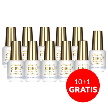 10+1gratis Żel do paznokci w butelce z pędzelkiem Gel in Bottle Molly Nails Pro Salon White Whisper HEMA/Di-HEMA Free 15g