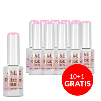 10+1gratis Baza kauczukowa Rubber Base AlleLac Pink Punch HEMA/Di-HEMA Free 7g Nr 4