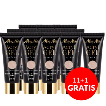 11+1gratis Akrylożel Polygel żel budujący do przedłużania AcrylGel Molly Nails HEMA/Di-HEMA Free Beige Goddess 30 ml