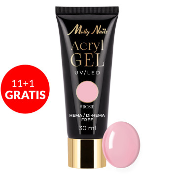 11+1gratis Akrylożel Polygel żel budujący do przedłużania AcrylGel Molly Nails HEMA/Di-HEMA Free Rosie 30 ml