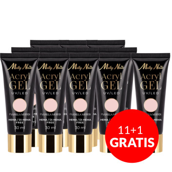 11+1gratis Akrylożel Polygel żel budujący do przedłużania AcrylGel Molly Nails HEMA/Di-HEMA Free Vanilla Muffin 30 ml