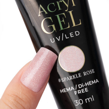 Akrylożel Polygel żel budujący do przedłużania AcrylGel Molly Nails HEMA/Di-HEMA Free Sparkle Rose 30 ml