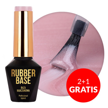 2+1gratis Baza kauczukowa do lakierów hybrydowych Rubber Base MollyLac Pixy Pink 10g