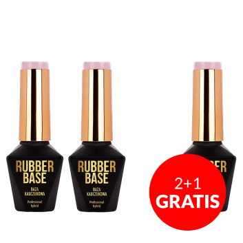 2+1gratis Baza kauczukowa do lakierów hybrydowych Rubber Base MollyLac Pixy Pink 10g