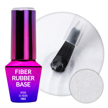 Baza kauczukowa z włóknami do manicure i pedicure Fiber Rubber Base MollyLac Clear HEMA/Di-HEMA Free 10g