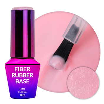 Baza kauczukowa z włóknami do manicure i pedicure 2w1 Fiber Rubber Base MollyLac Pink Sorbet HEMA/Di-HEMA Free 10g