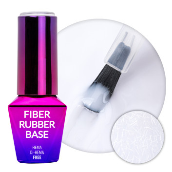 Baza kauczukowa z włóknami do manicure i pedicure 2w1 Fiber Rubber Base MollyLac White Whisper HEMA/Di-HEMA Free 10g