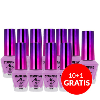 10+1gratis Lakier do stempli i stampingu MollyLac różowy 10ml Nr 6