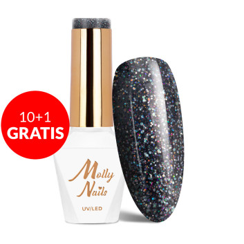 10+1gratis Lakier hybrydowy Molly Nails Spotlight Nightingale HEMA/Di-HEMA Free 8g Nr 637