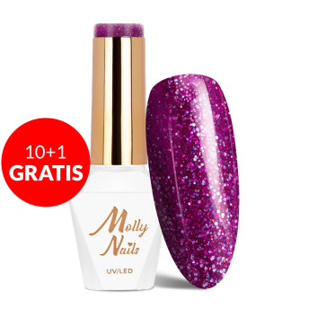 10+1gratis Lakier hybrydowy Molly Nails Spotlight Exquisite HEMA/Di-HEMA Free 8g Nr 635