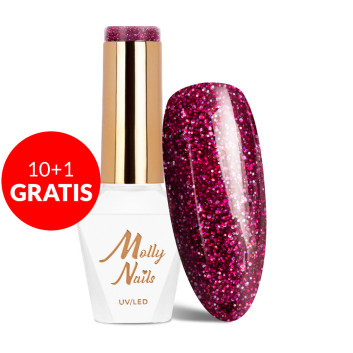 10+1gratis Lakier hybrydowy Molly Nails Spotlight Passionate HEMA/Di-HEMA Free 8g Nr 633