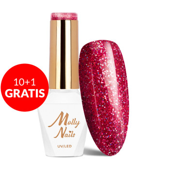 10+1gratis Lakier hybrydowy Molly Nails Spotlight Fan your Flames HEMA/Di-HEMA Free 8g Nr 632