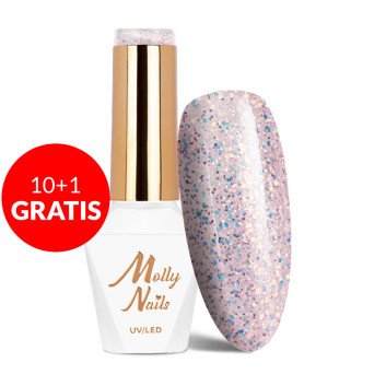 10+1gratis Lakier hybrydowy Molly Nails Spotlight Dreamer HEMA/Di-HEMA Free 8g Nr 631