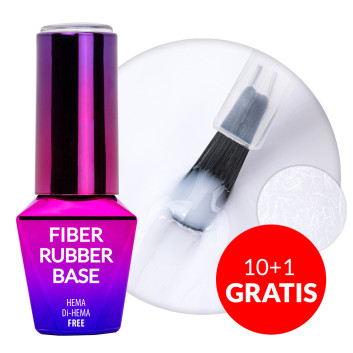 10+1gratis Baza kauczukowa Fiber Rubber Base MollyLac White Whisper HEMA/Di-HEMA Free 10g