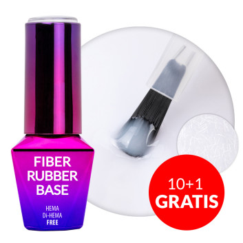 10+1gratis Baza kauczukowa Fiber Rubber Base MollyLac Milky HEMA/Di-HEMA Free 10g